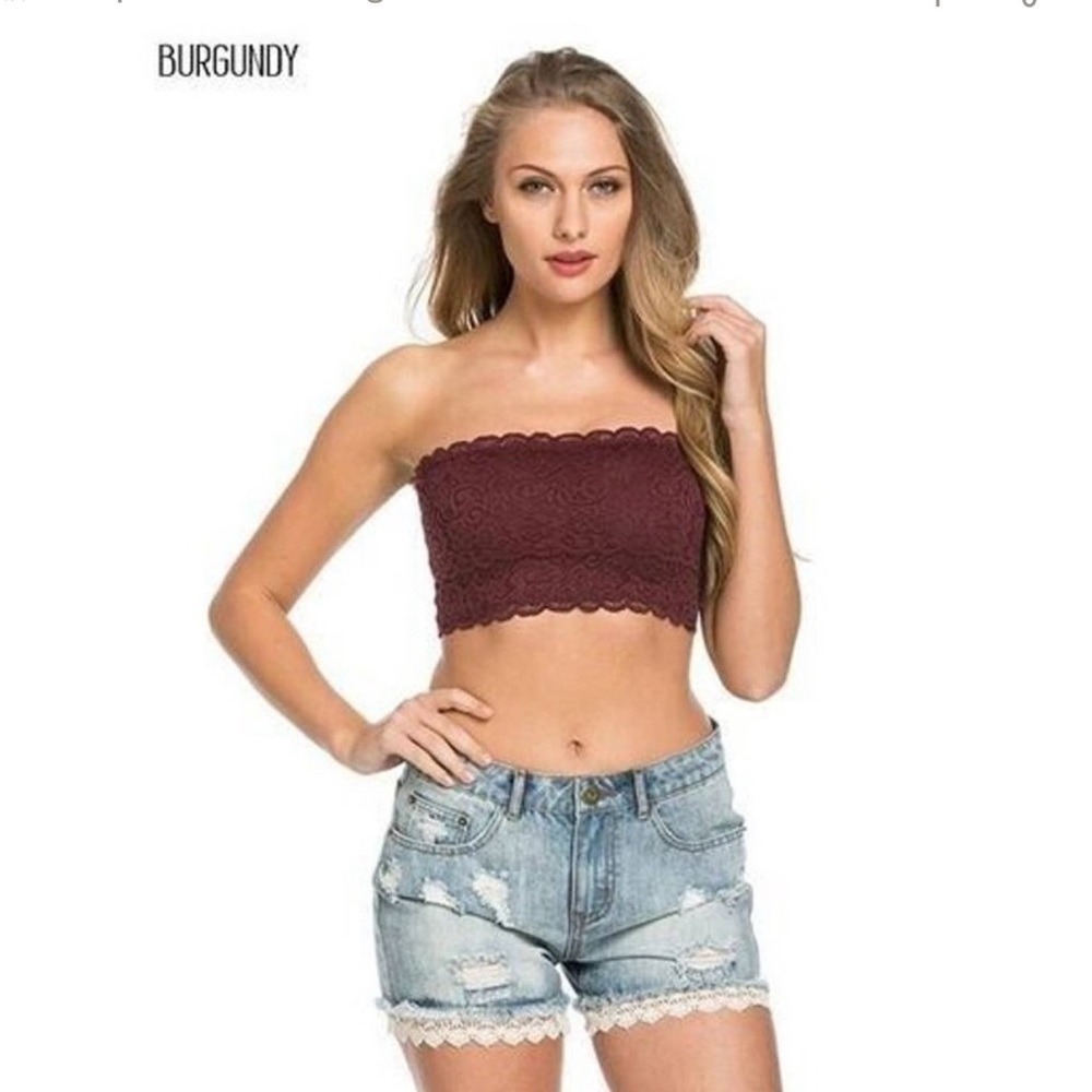 NWT Wishlist Women's Floral Lace Bandeau in Burgundy